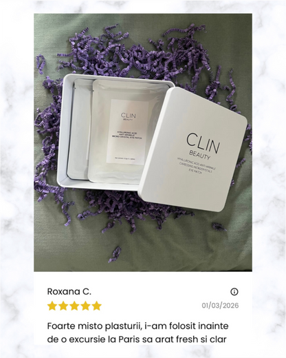 Plasturi pentru ochi cu acid hialuronic și microcristale